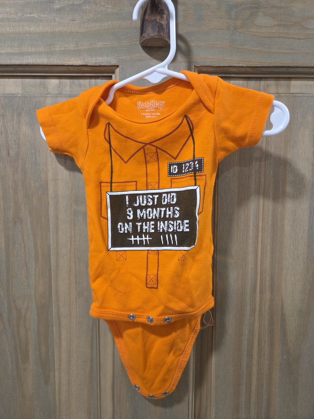 Orange Funny Baby Bodysuit - I Just Did 9 Months
